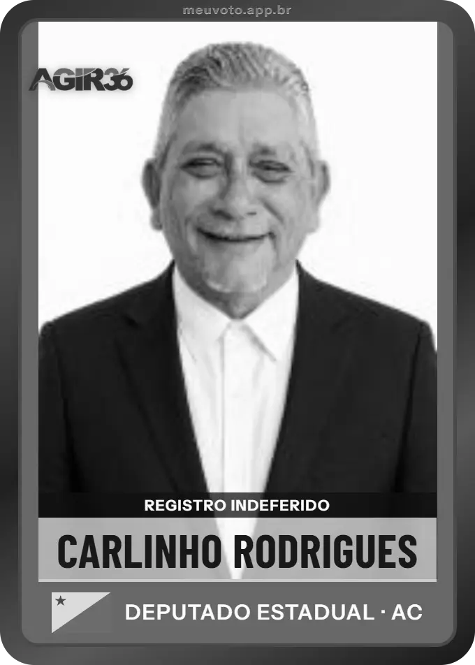 Carta de Carlinho Rodrigues, Agir. Teve o registro indeferido pelo TSE e não vai à urna.