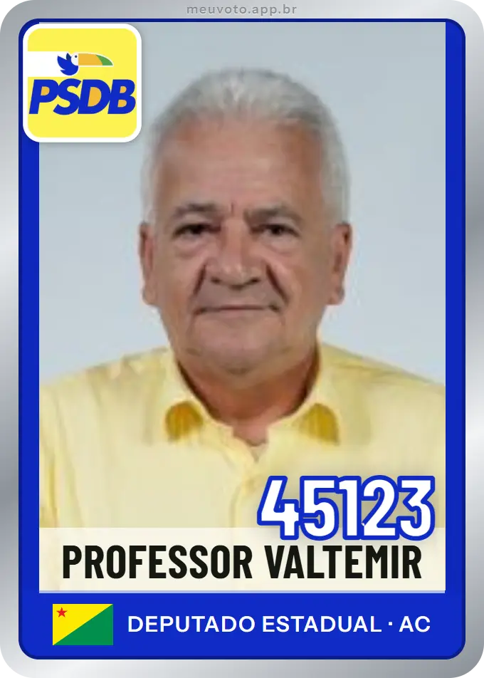 Carta de Professor Valtemir, número 45123, PSDB