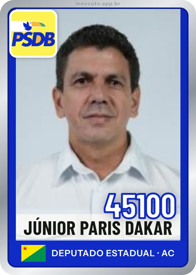 Carta de Júnior Paris Dakar, número 45100, PSDB