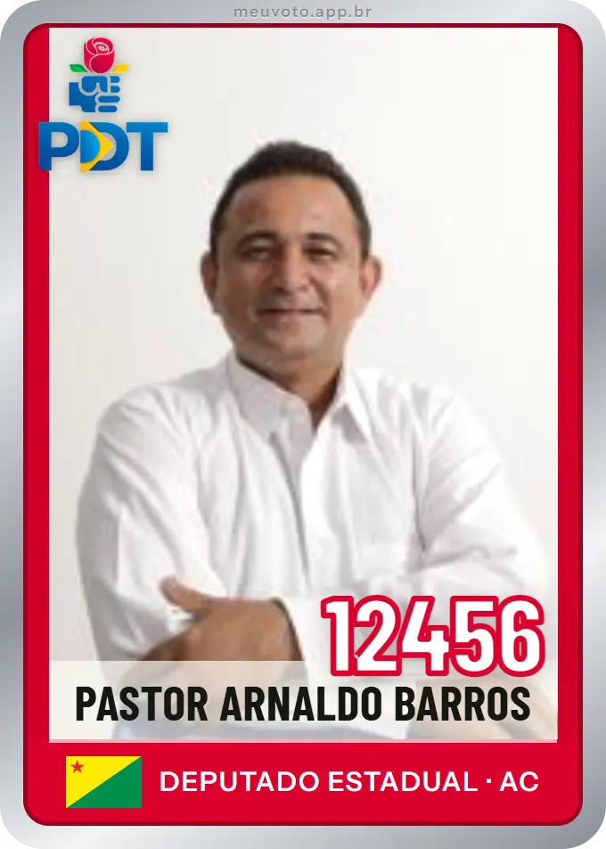 Carta de Pastor Arnaldo Barros, número 12456, PDT