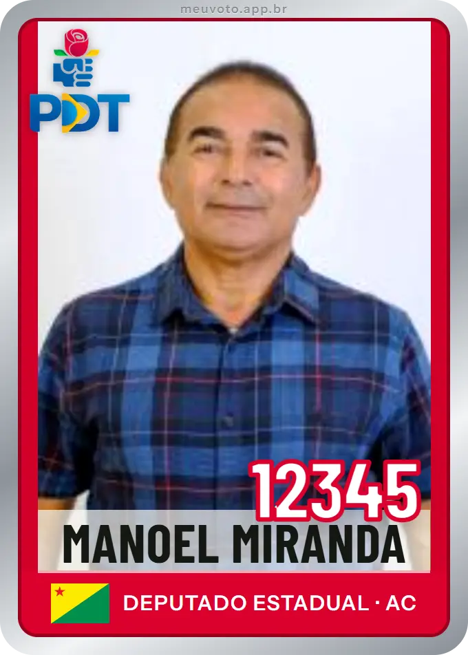 Carta de Manoel Miranda, número 12345, PDT
