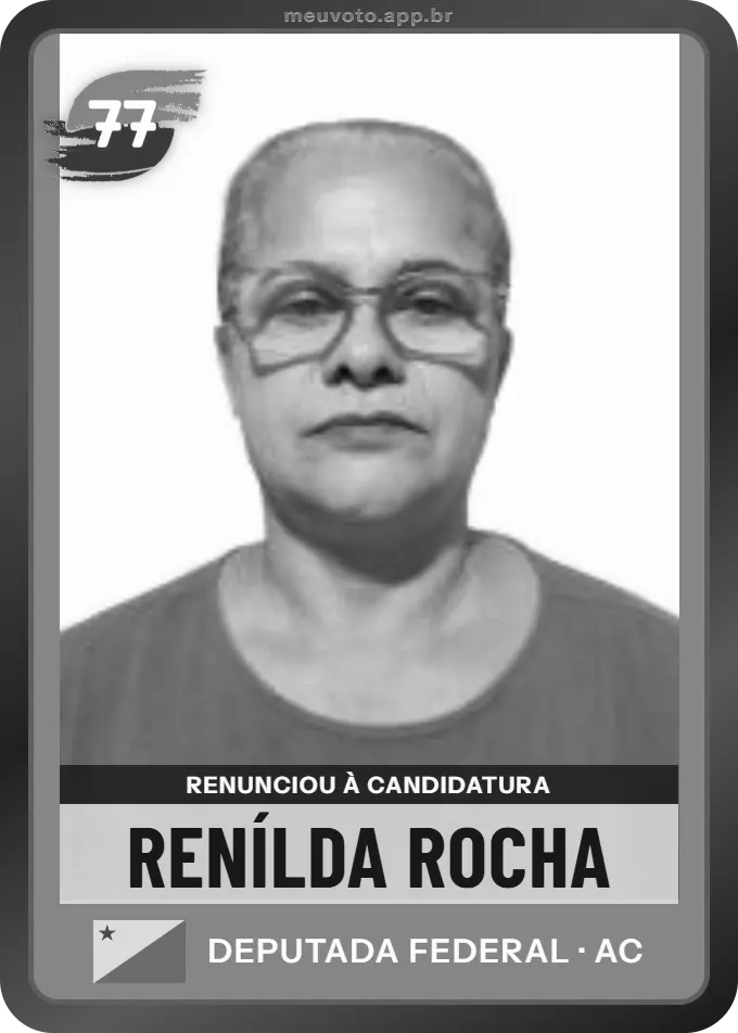 Carta de Renílda Rocha, Solidariedade. Renunciou à candidatura e não vai à urna.