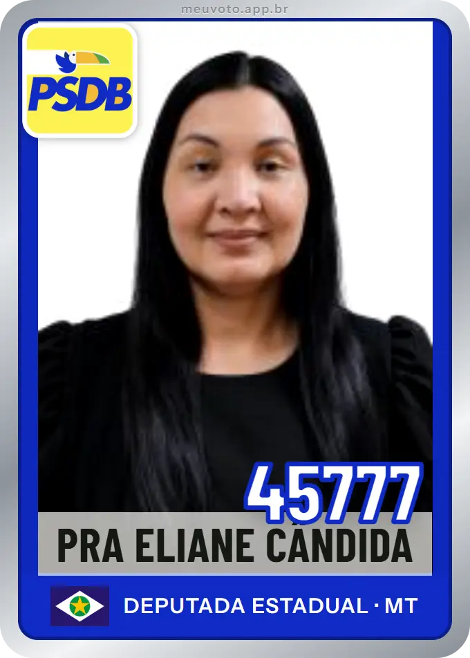 Carta de Pra Eliane Cândida, número 45777, PSDB