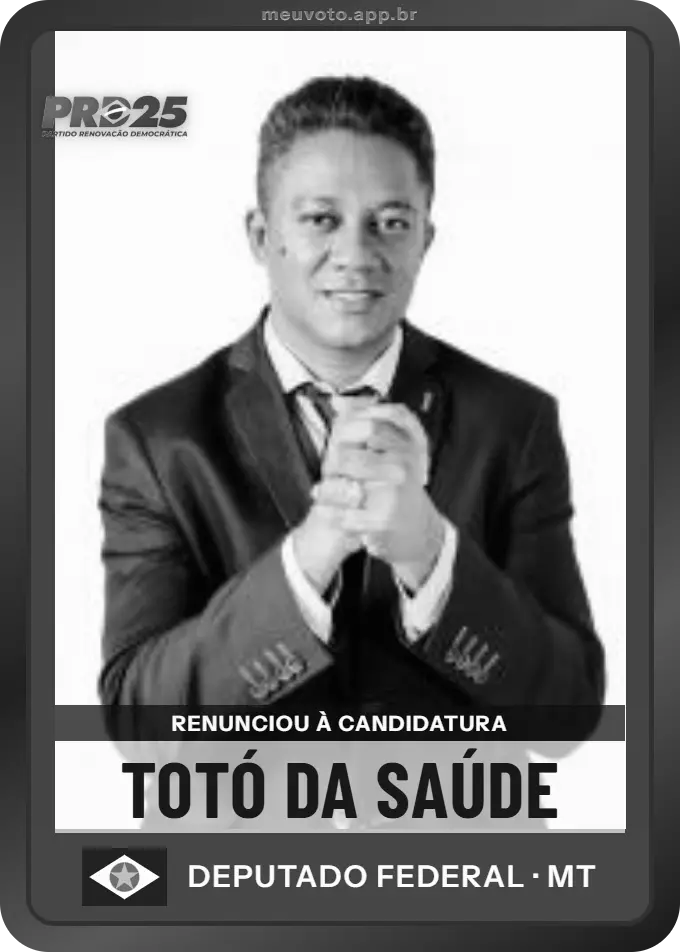 Carta de Totó da Saúde, PRD. Renunciou à candidatura e não vai à urna.