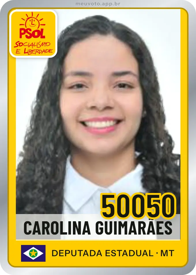 Carta de Carolina Guimarães, número 50050, PSOL