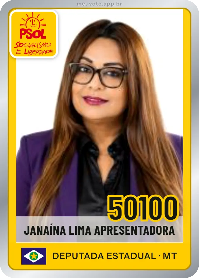 Carta de Janaína Lima Apresentadora, número 50100, PSOL