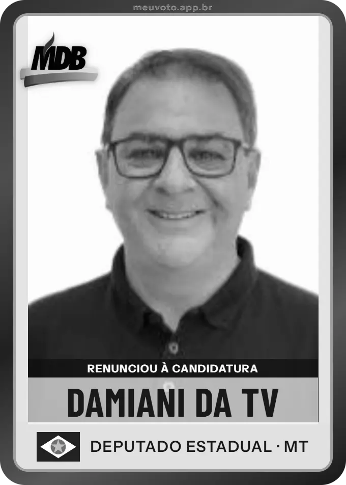 Carta de Damiani da Tv, MDB. Renunciou à candidatura e não vai à urna.