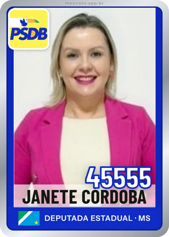 Carta de Janete Córdoba, número 45555, PSDB