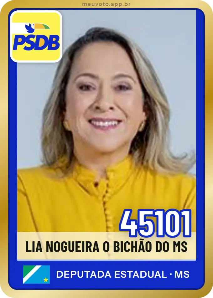 Carta de Lia Nogueira O Bichão do Ms, número 45101, PSDB