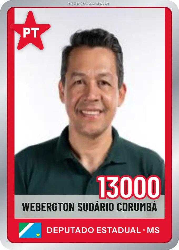 Carta de Webergton Sudário Corumbá, número 13000, PT