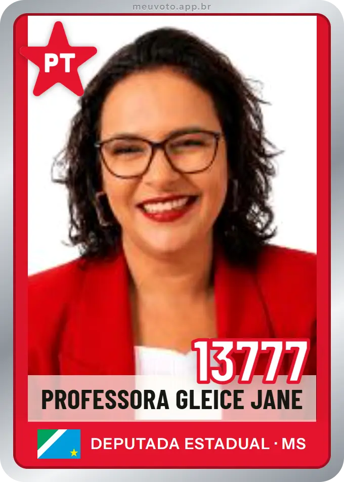 Carta de Professora Gleice Jane, número 13777, PT