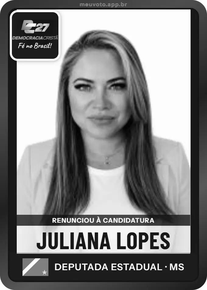 Carta de Juliana Lopes, DC. Renunciou à candidatura e não vai à urna.