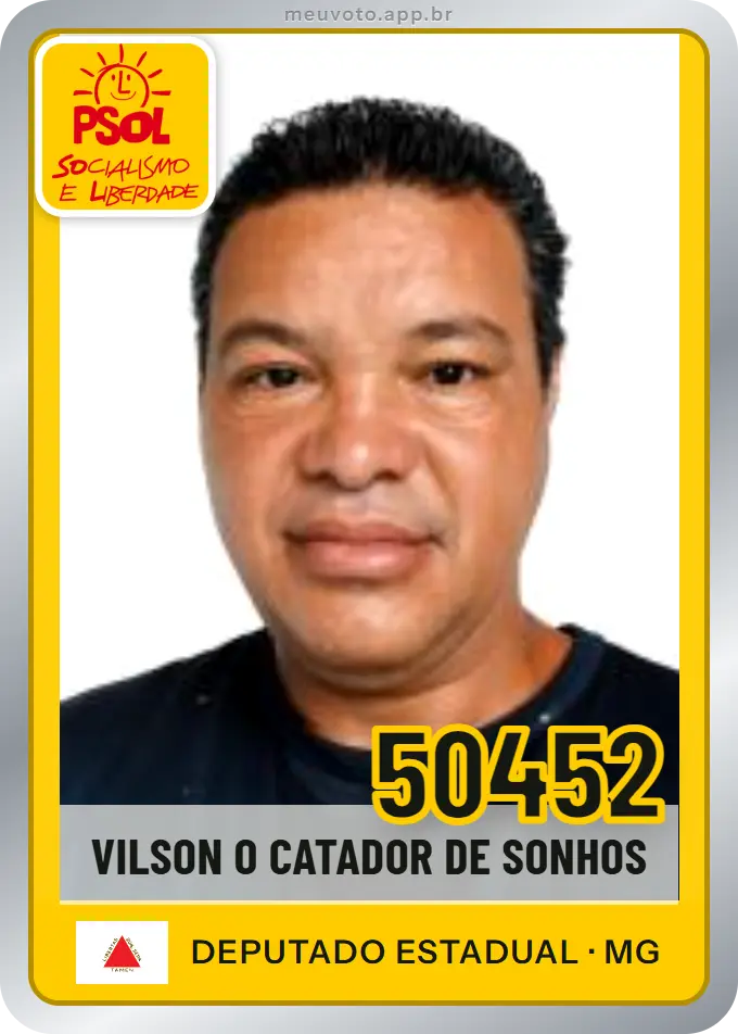 Carta de Vilson O Catador de Sonhos, número 50452, PSOL