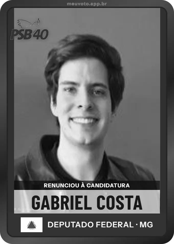 Carta de Gabriel Costa, PSB. Renunciou à candidatura e não vai à urna.