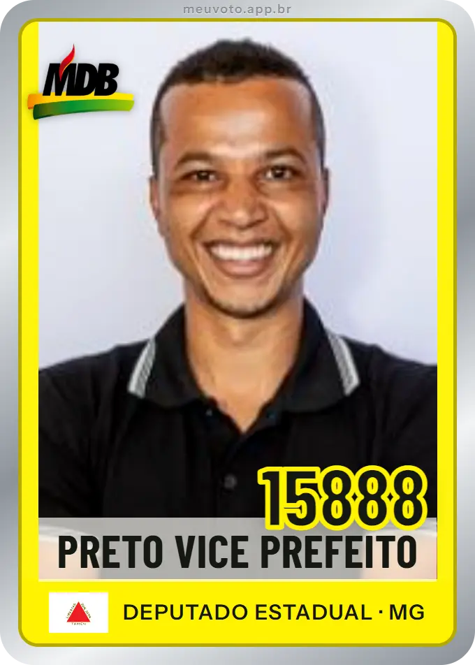 Carta de Preto Vice Prefeito, número 15888, MDB