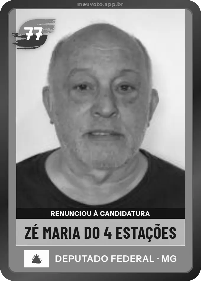 Carta de Zé Maria do 4 Estações, Solidariedade. Renunciou à candidatura e não vai à urna.