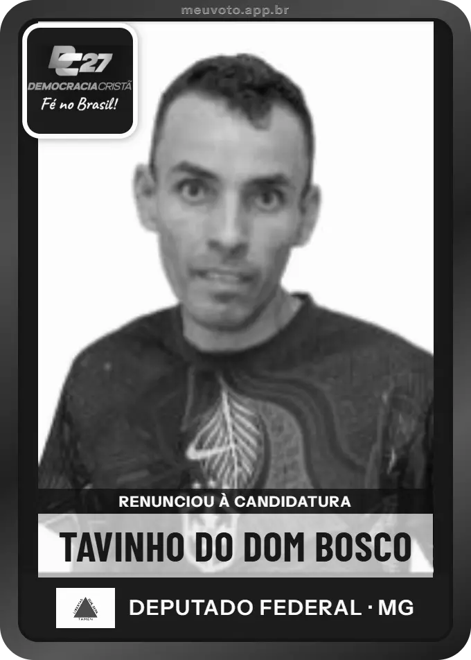 Carta de Tavinho do Dom Bosco, DC. Renunciou à candidatura e não vai à urna.