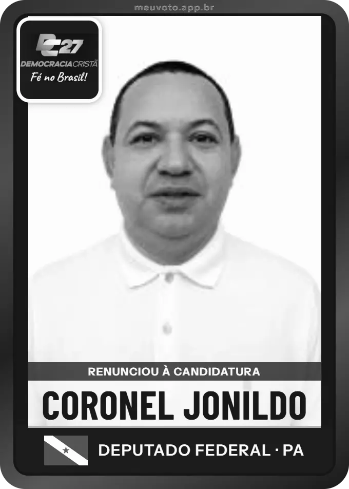 Carta de Coronel Jonildo, DC. Renunciou à candidatura e não vai à urna.