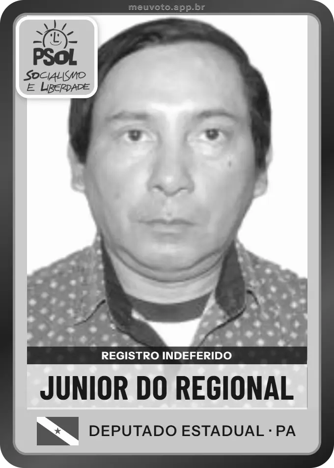 Carta de Junior do Regional, PSOL. Teve o registro indeferido pelo TSE e não vai à urna.