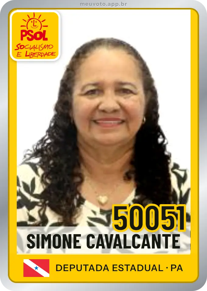 Carta de Simone Cavalcante, número 50051, PSOL