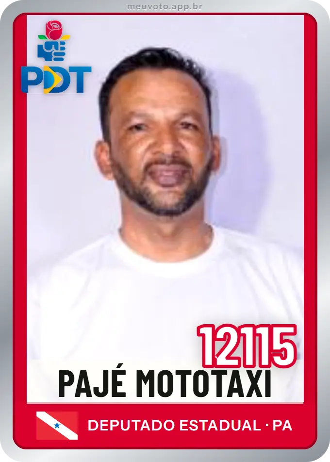 Carta de Pajé Mototáxi, número 12115, PDT