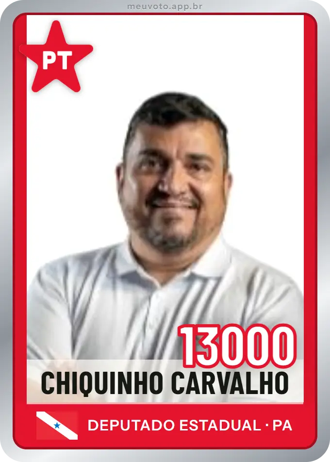 Carta de Chiquinho Carvalho, número 13000, PT