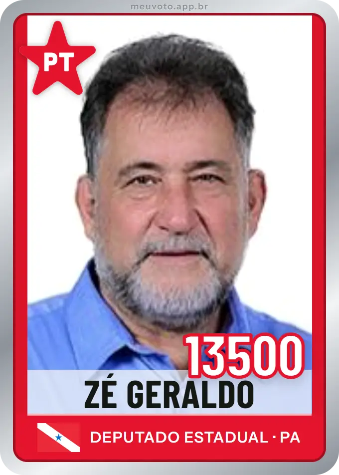 Carta de Zé Geraldo, número 13500, PT