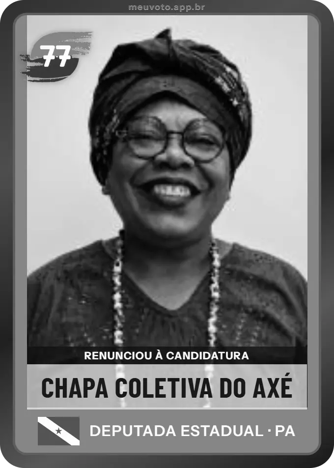 Carta de Chapa Coletiva do Axé, Solidariedade. Renunciou à candidatura e não vai à urna.