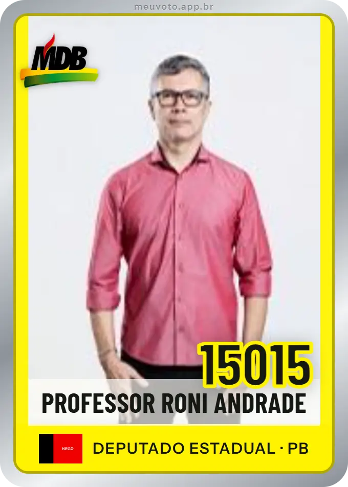 Carta de Professor Roni Andrade, número 15015, MDB