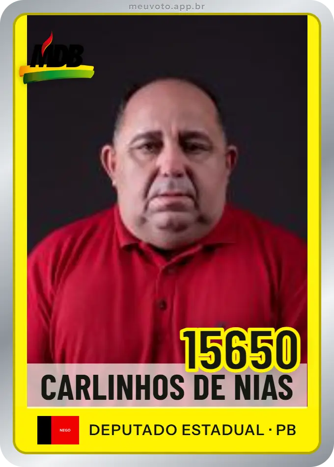 Carta de Carlinhos de Nias, número 15650, MDB