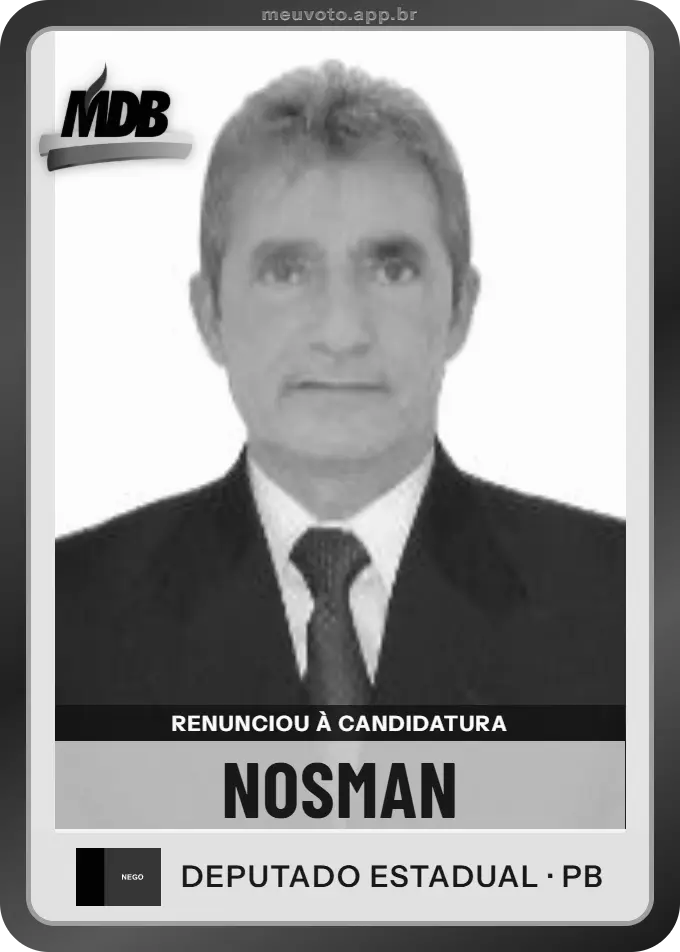 Carta de Nosman, MDB. Renunciou à candidatura e não vai à urna.