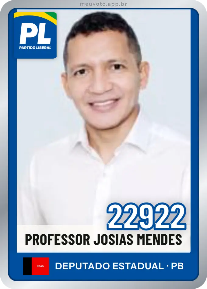 Carta de Professor Josias Mendes, número 22922, PL