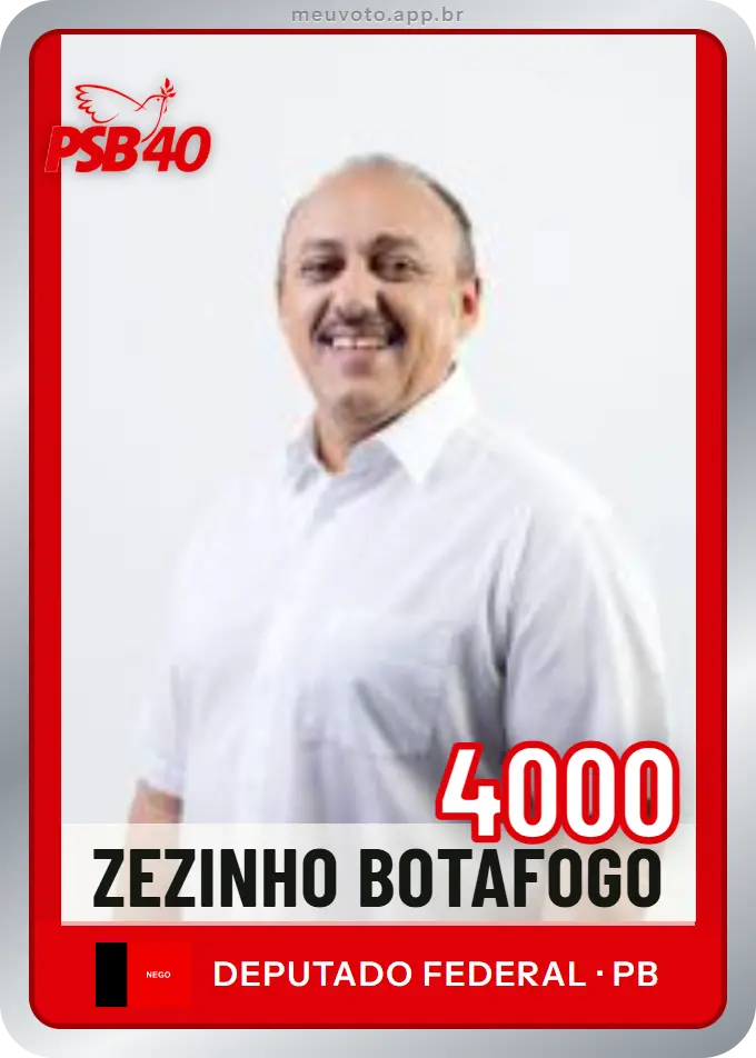 Carta de Zezinho Botafogo, número 4000, PSB
