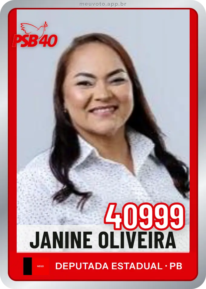 Carta de Janine Oliveira, número 40999, PSB