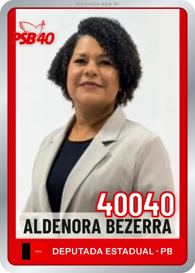Carta de Aldenora Bezerra, número 40040, PSB
