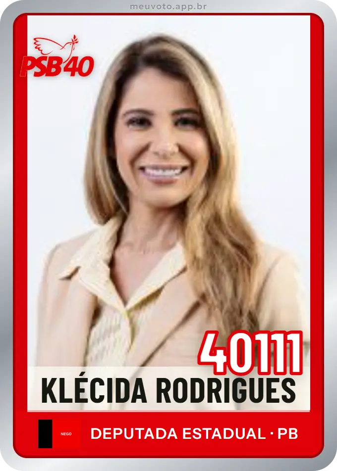 Carta de Klécida Rodrigues, número 40111, PSB