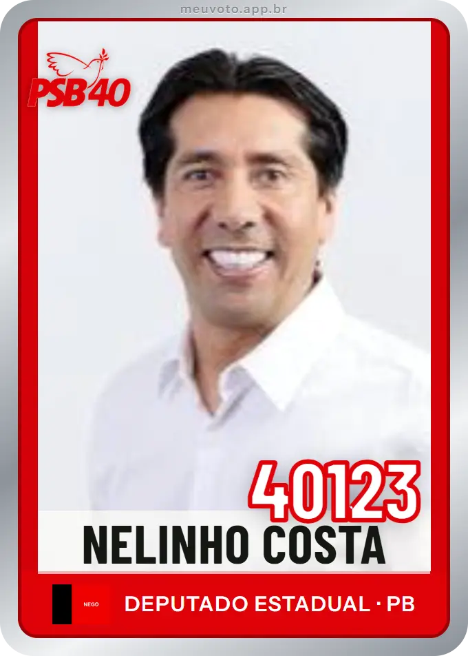 Carta de Nelinho Costa, número 40123, PSB