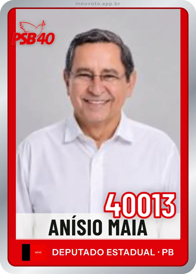 Carta de Anísio Maia, número 40013, PSB