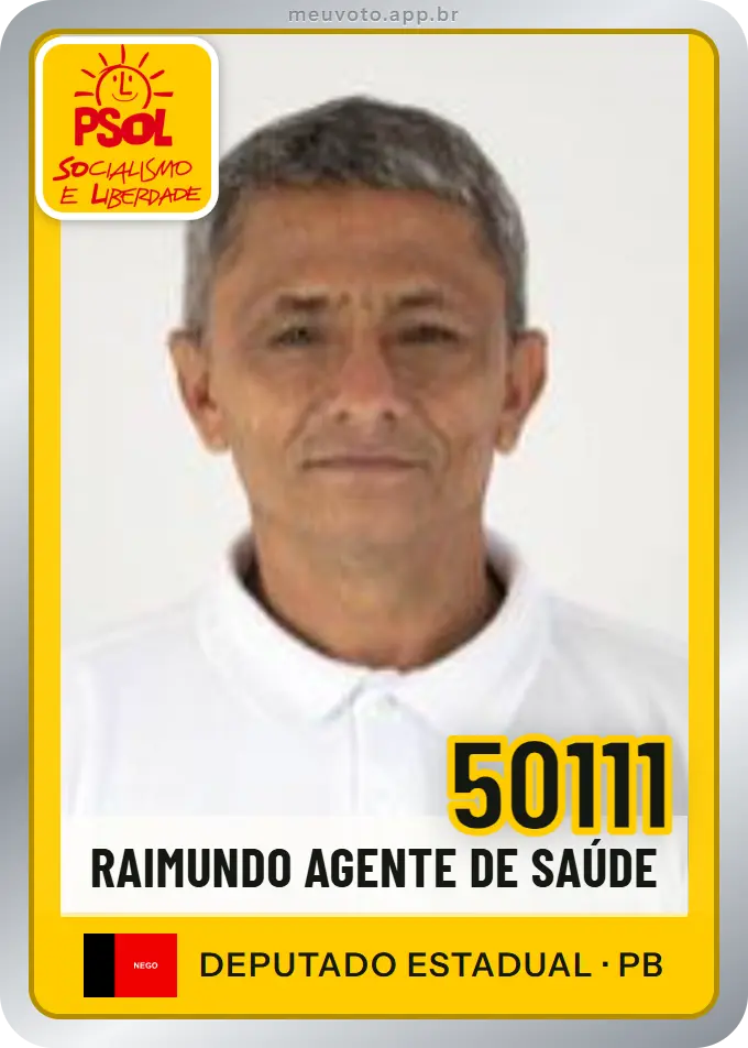 Carta de Raimundo Agente de Saúde, número 50111, PSOL