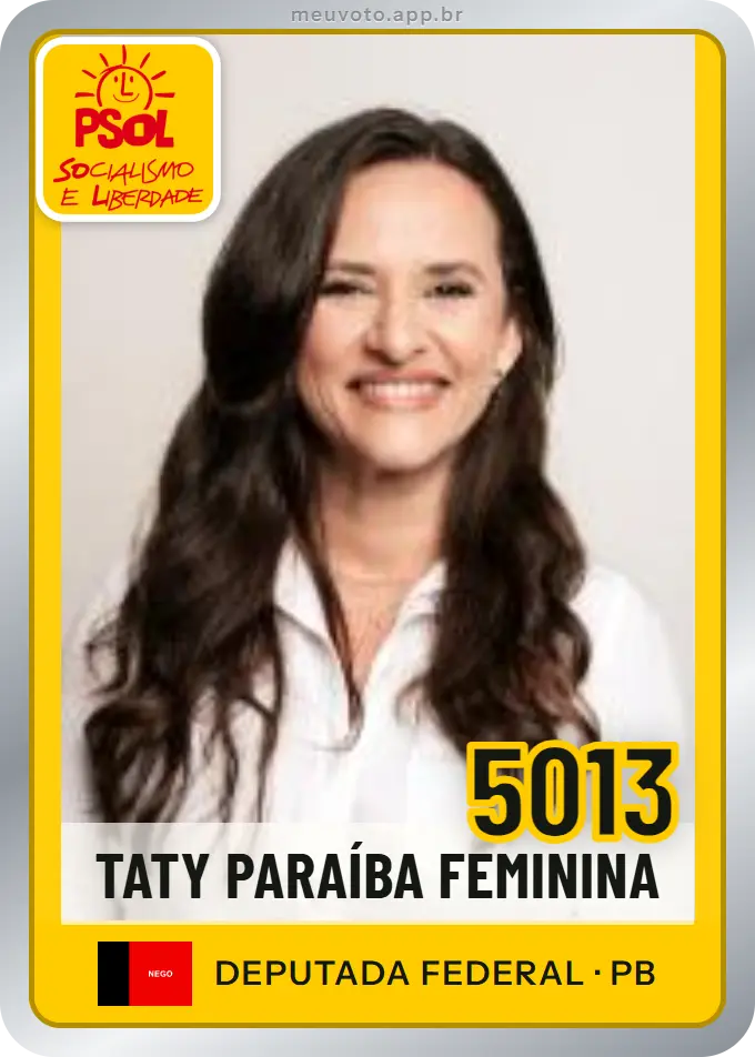 Carta de Taty Paraíba Feminina, número 5013, PSOL