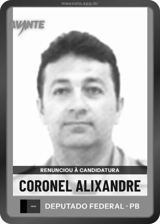 Carta de Coronel Alixandre, Avante. Renunciou à candidatura e não vai à urna.