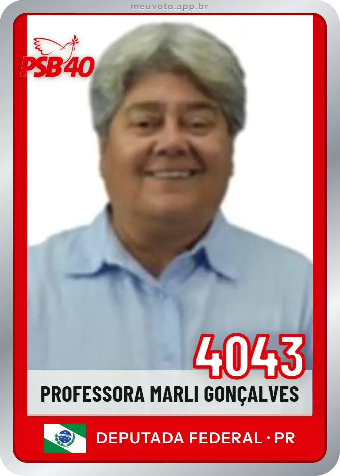 Carta de Professora Marli Gonçalves, número 4043, PSB