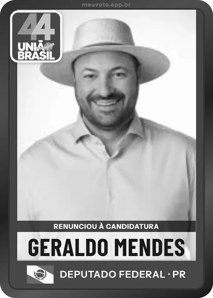 Carta de Geraldo Mendes, União. Renunciou à candidatura e não vai à urna.
