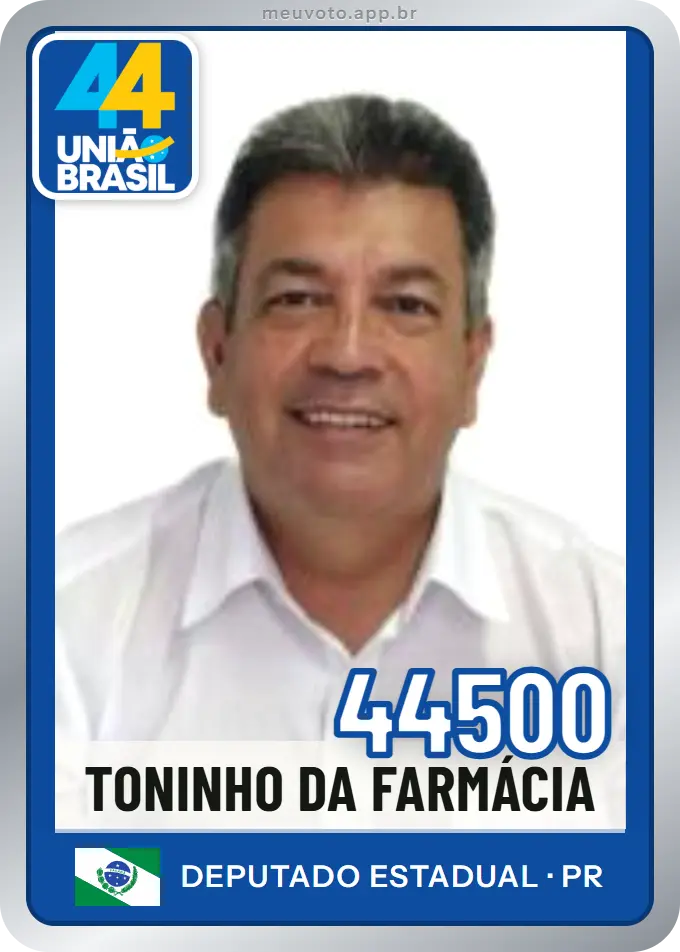 Carta de Toninho da Farmácia, número 44500, União