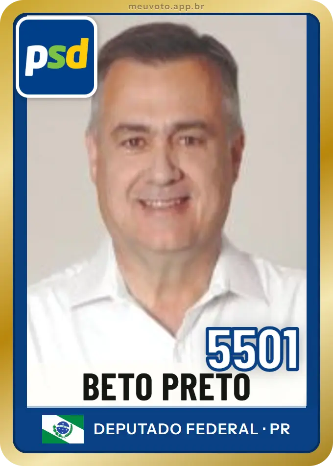 Carta de Beto Preto, número 5501, PSD
