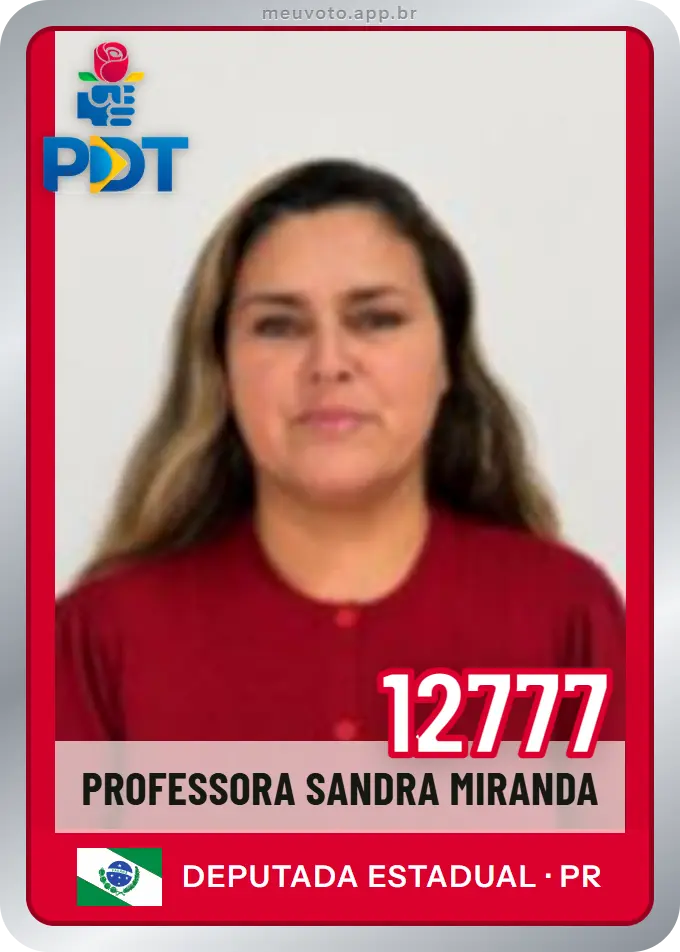 Carta de Professora Sandra Miranda, número 12777, PDT