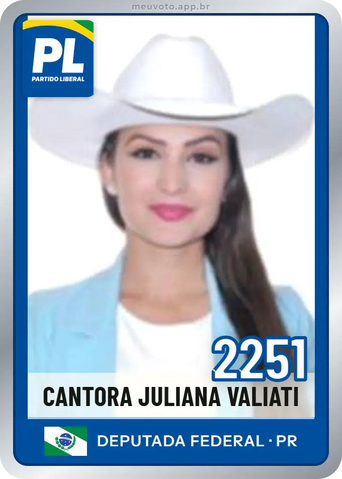 Carta de Cantora Juliana Valiati, número 2251, PL
