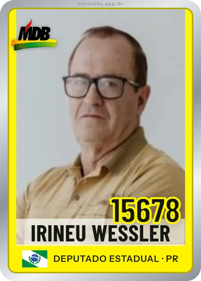 Carta de Irineu Wessler, número 15678, MDB
