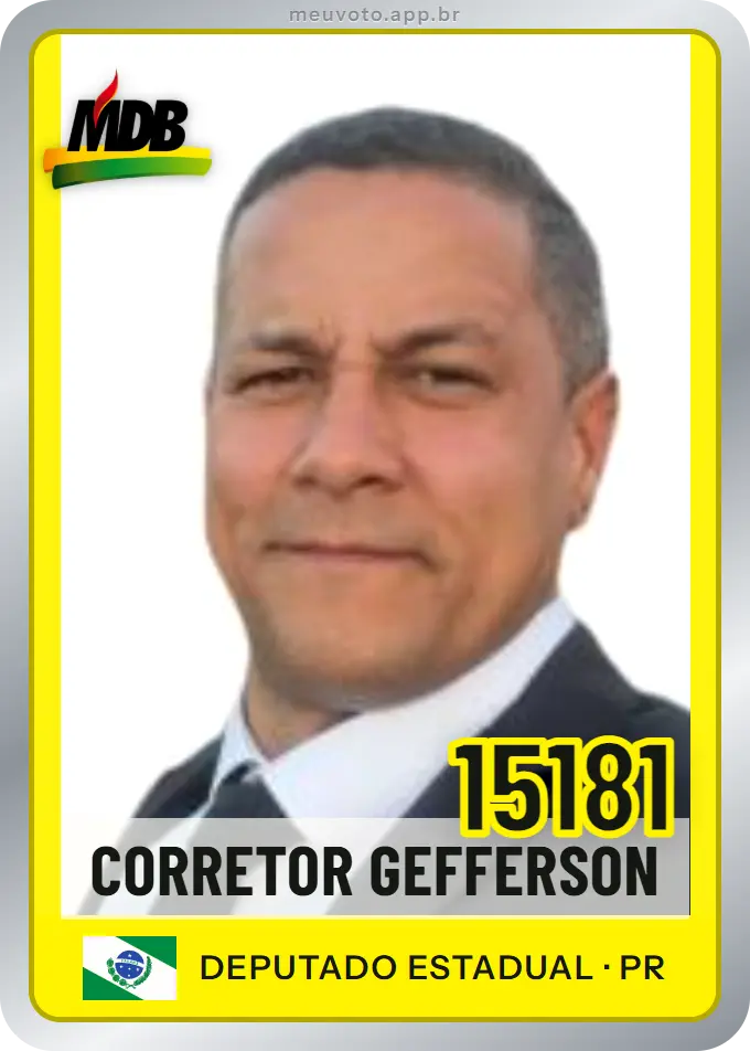 Carta de Corretor Gefferson, número 15181, MDB
