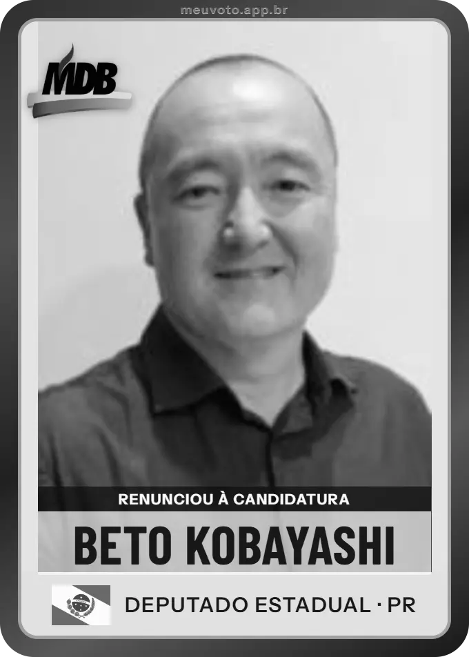Carta de Beto Kobayashi, MDB. Renunciou à candidatura e não vai à urna.